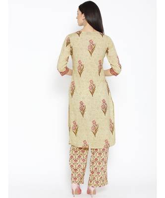Green printed Cotton Kurta and Palazzo Set 4