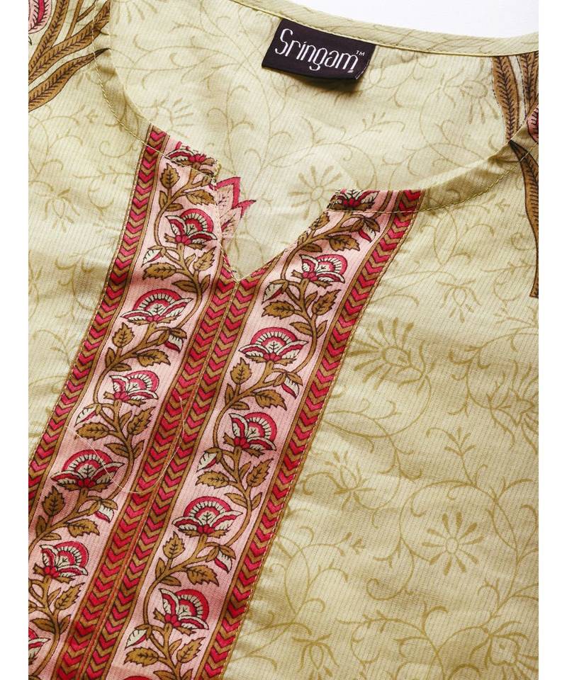 Green printed Cotton Kurta and Palazzo Set