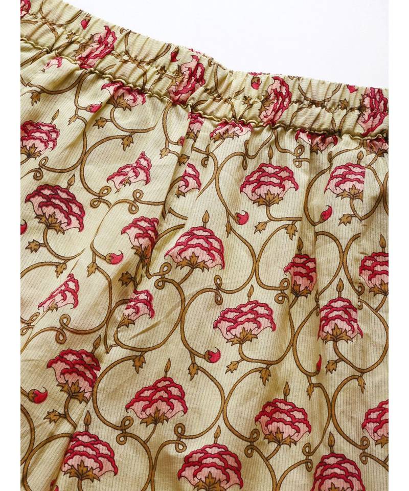 Green printed Cotton Kurta and Palazzo Set