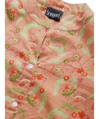 Peach printed Cotton Kurta and Palazzo Set 5