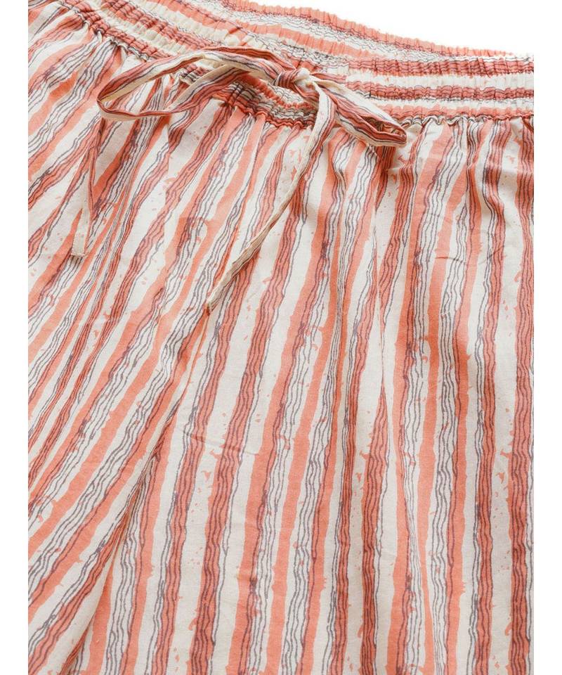 Peach printed Cotton Kurta and Palazzo Set