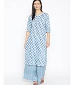 Grey printed Cotton Kurta and Palazzo Set