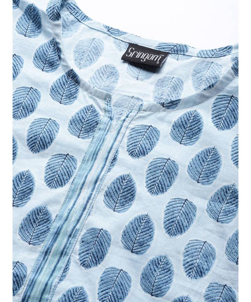 Grey printed Cotton Kurta and Palazzo Set