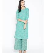 Green printed Cotton Kurta and Palazzo Set