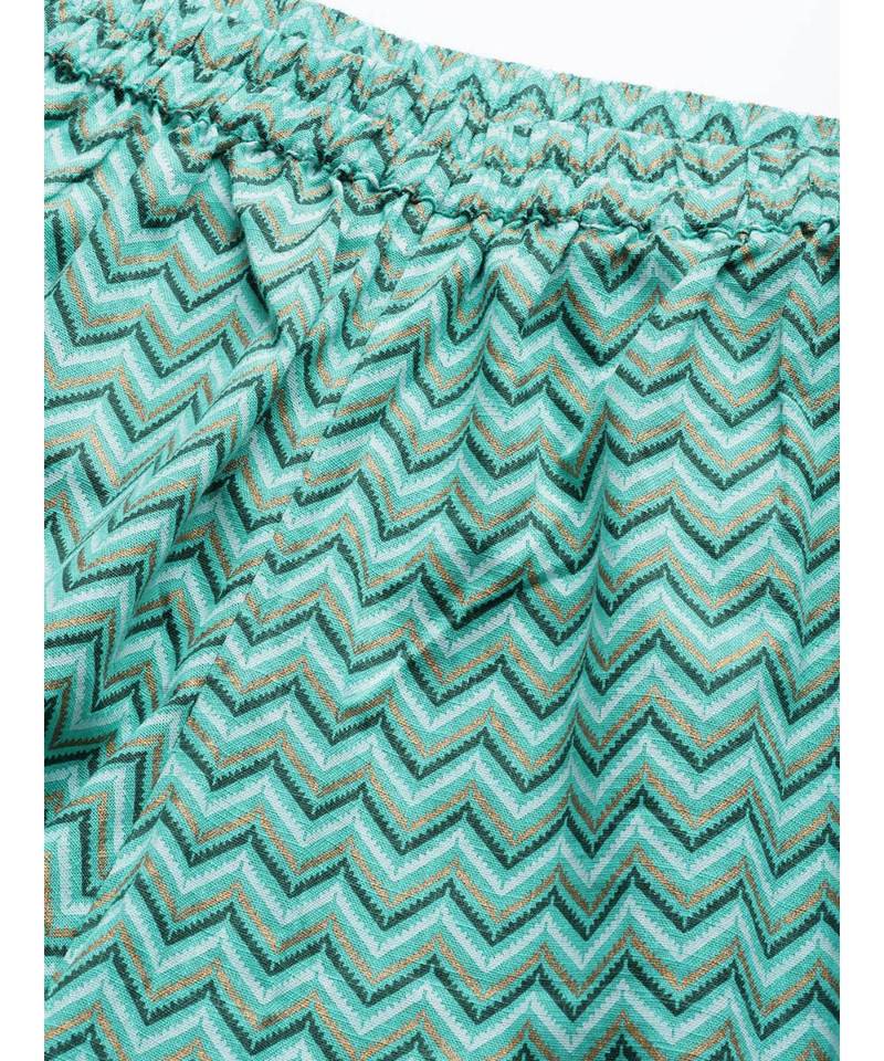 Green printed Cotton Kurta and Palazzo Set