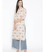White printed Cotton Kurta and Palazzo Set