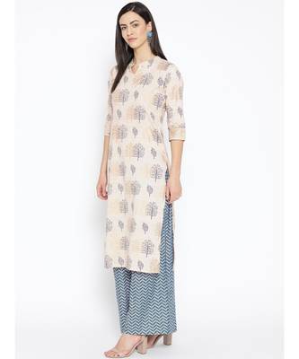 White printed Cotton Kurta and Palazzo Set 2