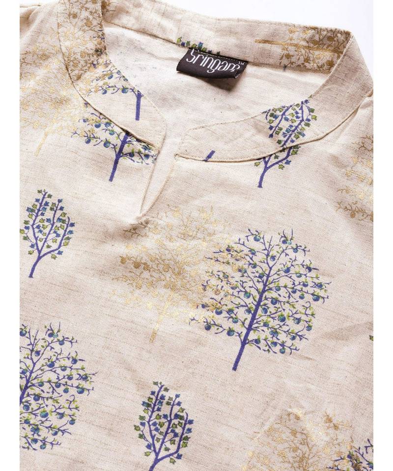 White printed Cotton Kurta and Palazzo Set