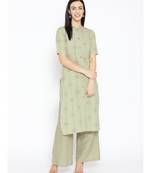 Green printed Cotton Kurta and Palazzo Set