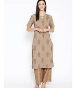 Brown printed Cotton Kurta and Palazzo Set