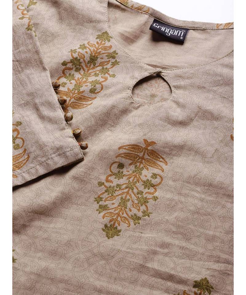 Brown printed Cotton Kurta and Palazzo Set
