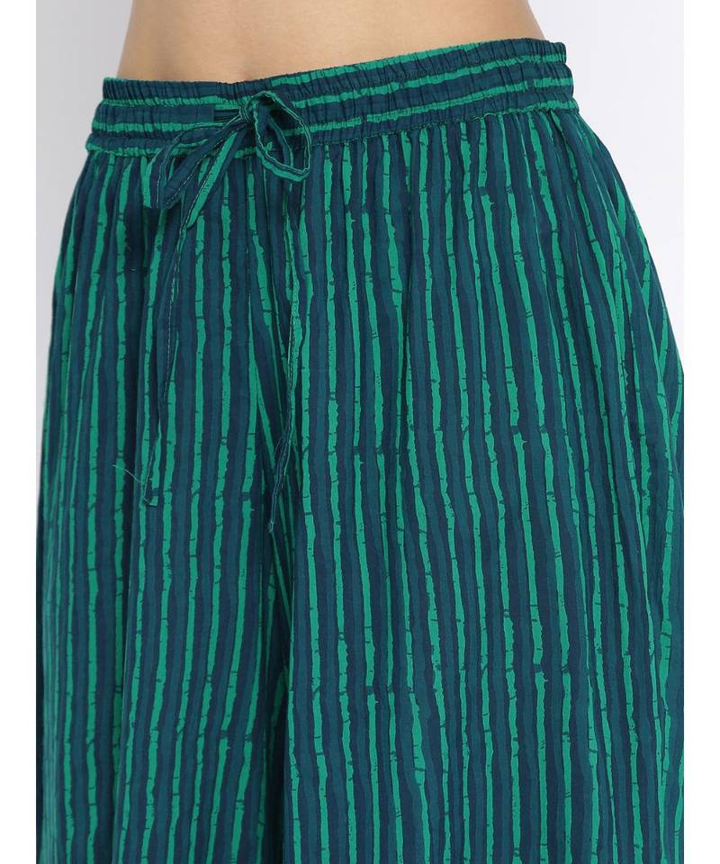 Green printed Cotton Kurta and Palazzo Set