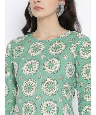 Green printed Cotton Kurta and Palazzo Set 5
