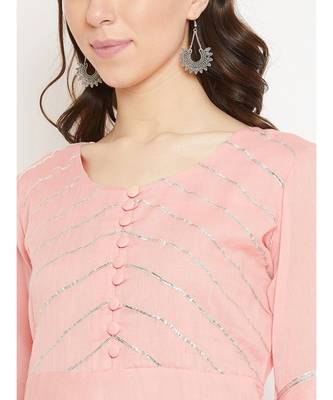 Peach plain Cotton Kurta and Skirt Set 4