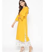 Yellow plain Rayon Kurta and Palazzo Set
