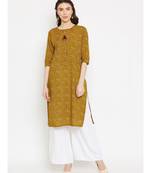 Brown printed Cotton Kurta and Palazzo Set