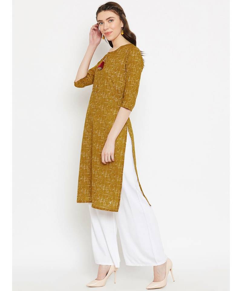 Brown printed Cotton Kurta and Palazzo Set
