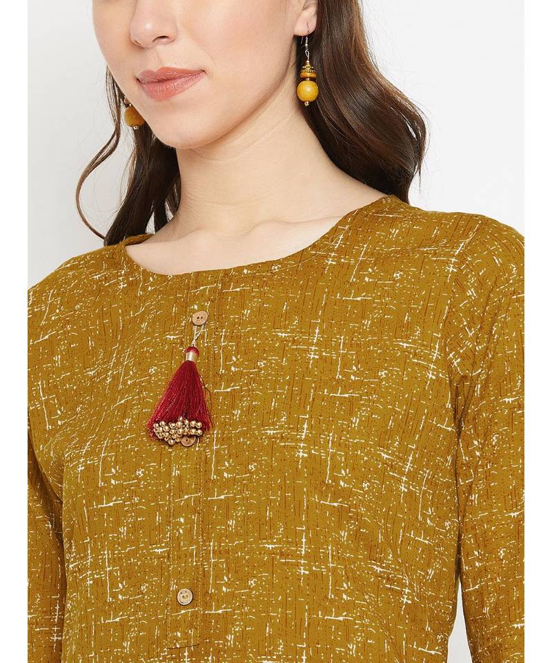 Brown printed Cotton Kurta and Palazzo Set