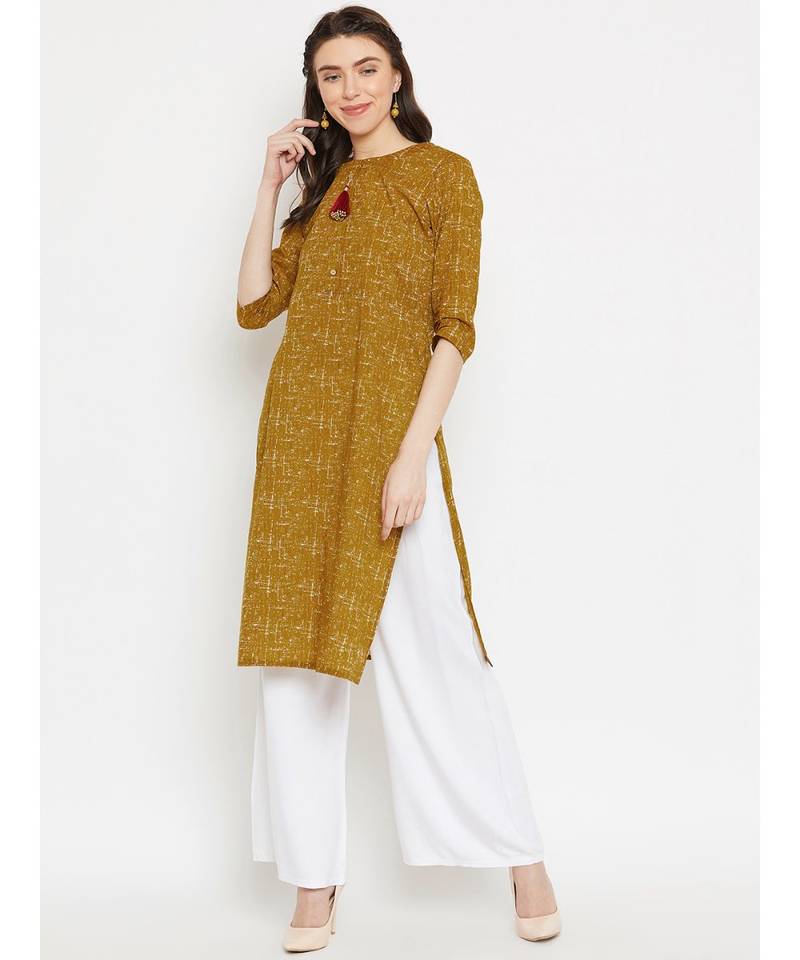 Brown printed Cotton Kurta and Palazzo Set