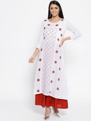 Ada Hand Embroidered White Cotton Lucknow Chikankari Women Kurti - A100051 1