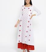Ada Hand Embroidered White Cotton Lucknow Chikankari Women Kurti - A100051