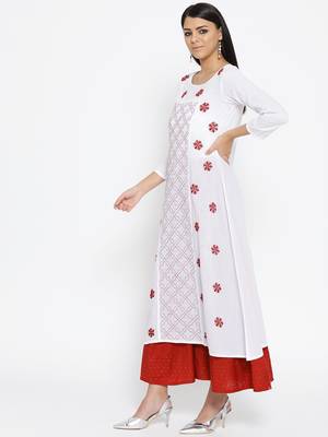 Ada Hand Embroidered White Cotton Lucknow Chikankari Women Kurti - A100051 2