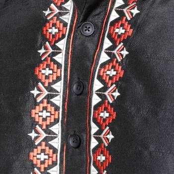 Black-Cream Solid & Embroidered Dupion Kurta Set 5