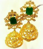 BEAUTIFUL FINE  EMERALD STUD JHUMKA EARRING