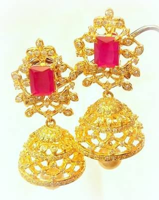 Beautiful Fine  Stud Ruby Jhumka Earring 1