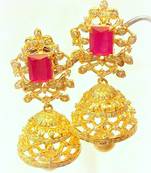 Beautiful Fine  Stud Ruby Jhumka Earring