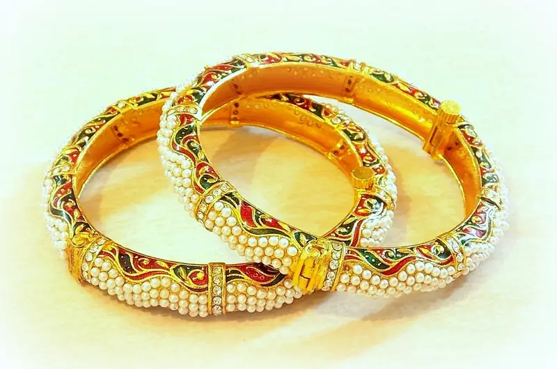Ethnic pearl studded MEENA bangles