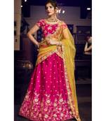 magenta art silk ethnic-lehengas with blouse