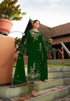 Green embroidered santoon salwar 1