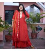 Red Weave kurta with duppata