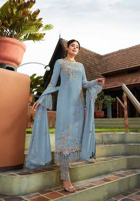 Sky-blue embroidered santoon salwar 1