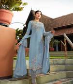 Sky-blue embroidered santoon salwar