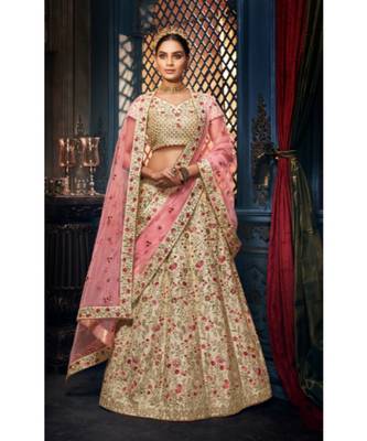 cream dupion silk ethnic-lehengas with blouse 1