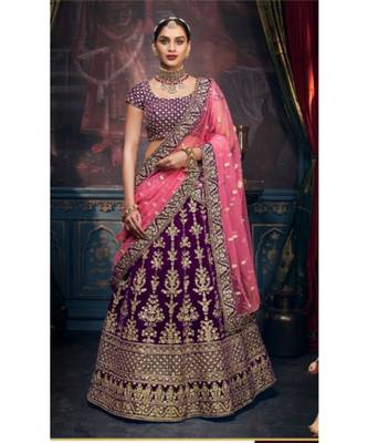 purple dupion silk ethnic-lehengas with blouse 1