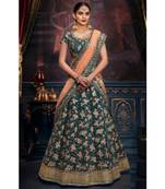 dark-green dupion silk ethnic-lehengas with blouse