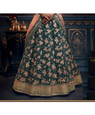 dark-green dupion silk ethnic-lehengas with blouse 2