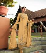 Yellow embroidered santoon salwar