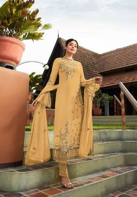 Yellow embroidered santoon salwar 2