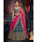 dark-blue dupion silk ethnic-lehengas with blouse