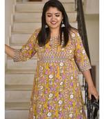 Mustard block Aline slit kurta