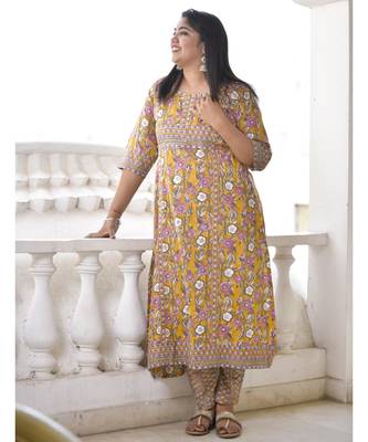 Mustard block Aline slit kurta 3