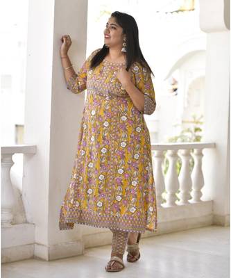 Mustard block Aline slit kurta 5