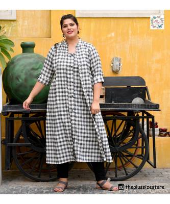Gingham attached cape dress 3