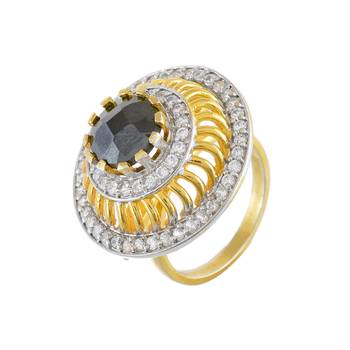 Black With Diamond Stylish Smart Look Ring 1