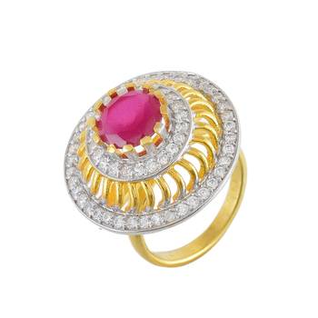 Red Ruby With Diamond Stylish Smart Look Ring 1
