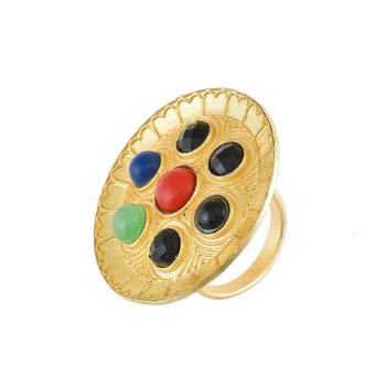 Golden With Multi Stone Unique Desiner Ring 1